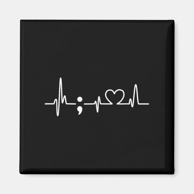 Heartbeat Semicolon - Suizidprävention Bewusstsein Magnet (Vorne)
