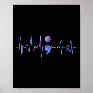 Heartbeat Semicolon Suizidprävention Bewusstsein Poster