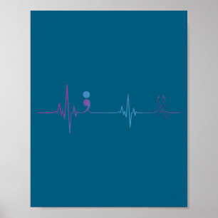 Heartbeat Semikolon Suizidpräventionsbewusstsein  Poster