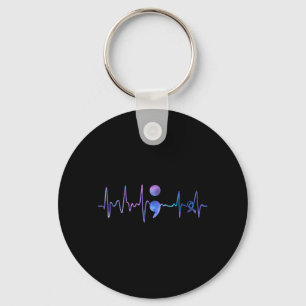 Heartbeat Semikolon Suizidpräventionsbewusstsein Schlüsselanhänger