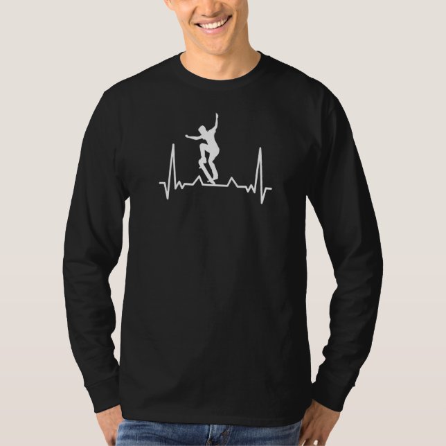Heartbeat Skateboarder Skate Skater Ecg Men's T-Shirt (Vorderseite)