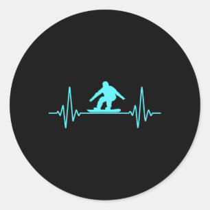 Heartbeat Snowboarden Snowboard Mountain Winter Runder Aufkleber