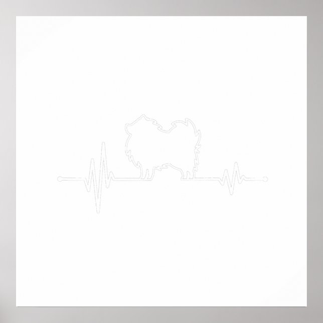 Heartbeat Spitz Spitz Dog Owner Geschenk EKG Puls Poster (Vorne)