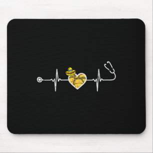 Heartbeat Taco Sombrero Stethoscope Cinco De Mayo Mousepad