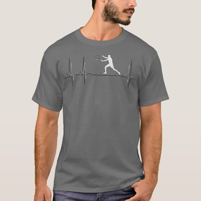 Heartbeat Tennis I Liebe Tennis spielen T-Shirt (Vorderseite)