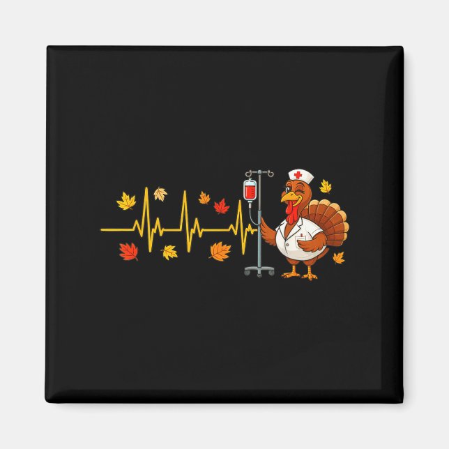 Heartbeat Turkey Funny Nurse Thanksgiving Fall Des Magnet (Vorne)