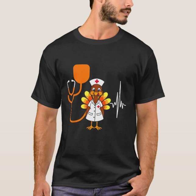 Heartbeat Turkey Nurse Erntedank Scrub Top Fall (Vorderseite)