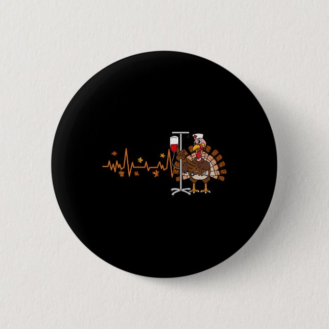 Heartbeat Turkey Nurse Erntedank Scrub Top Fall Button (Vorderseite)