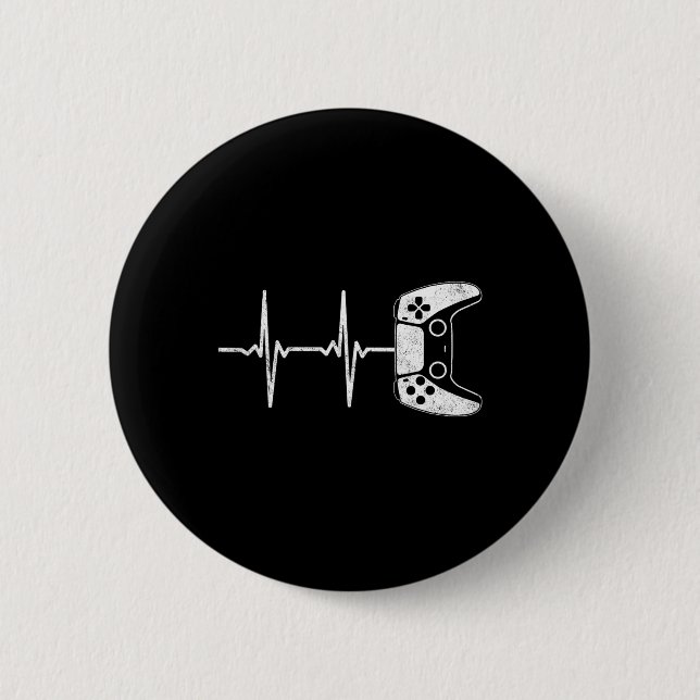 Heartbeat Video Games Gaming Boys Teens Men Button (Vorderseite)