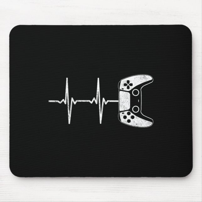 Heartbeat Video Games Gaming Boys Teens Men Mousepad (Vorne)
