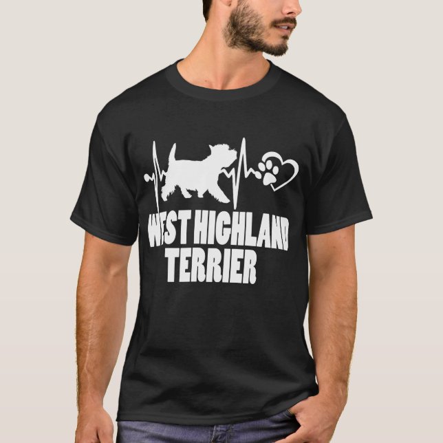 Heartbeat - West Highland Terrier Dog Bester Freun T-Shirt (Vorderseite)