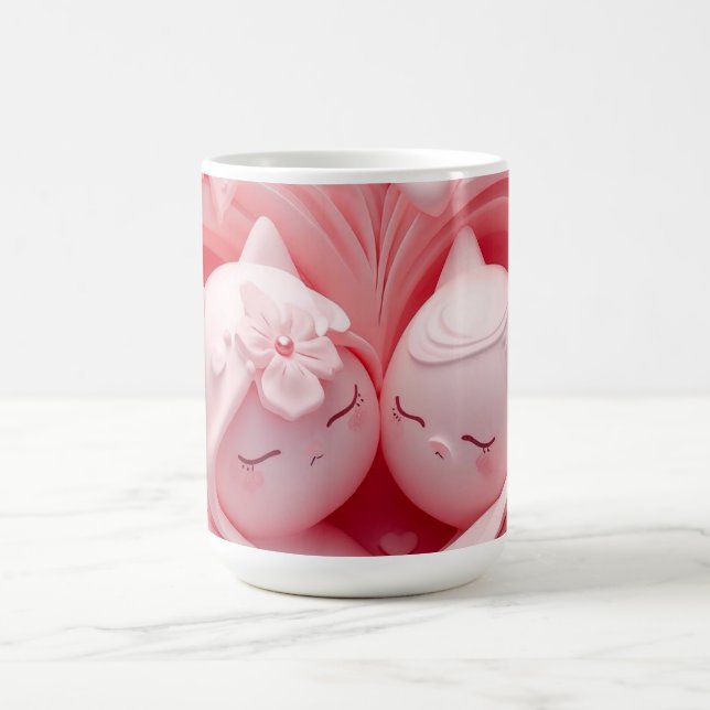 Heartbound Cats in Pastel Pink Kaffeetasse (Mittel)