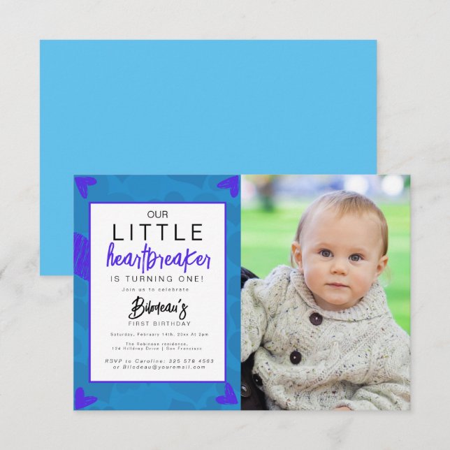 Heartbreaker Kids Foto Geburtstagsparty Danke (Vorne/Hinten)