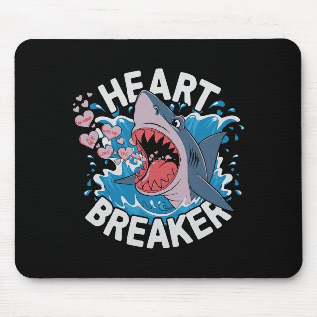 Heartbreaker Shark Cute Funny Love Design For Vale Mousepad (Vorne)