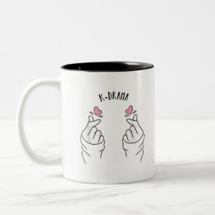 Hearteu Heart Finger K-Drama T - Shirt Koreanische Zweifarbige Tasse