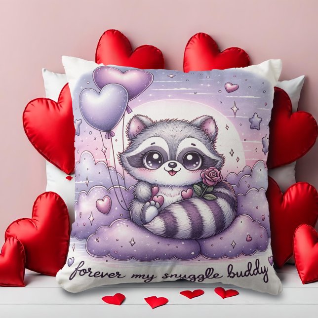 Heartfelt Balloon Raccoon Valentines Kissen (Von Creator hochgeladen)