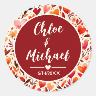 Heartfelt Blooms Round Circular Wedding Stickers