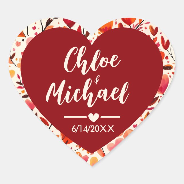 Heartfelt Blooms Round Circular Wedding Stickers (Vorderseite)