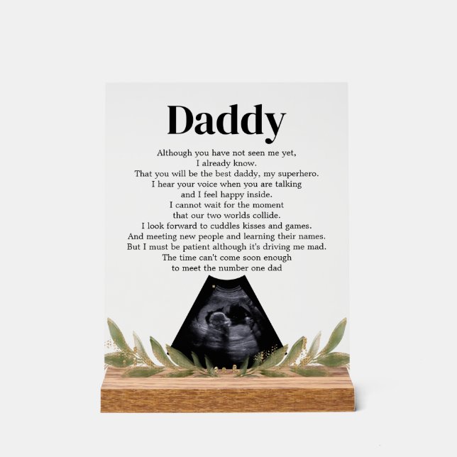 Heartfelt Bump Gedicht für Daddy Ultrasonographie Acrylschild (Vorderseite)