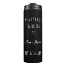 Heartfelt danke der beste Schwarz-weiße Chef Thermosbecher