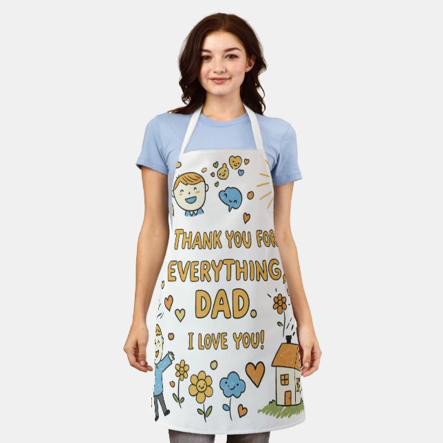 Heartfelt Doodle "Danke Vater" Art Schürze (Getragen)