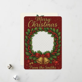 Heartfelt Glittering Wreath Family Foto Weihnachte Feiertagskarte