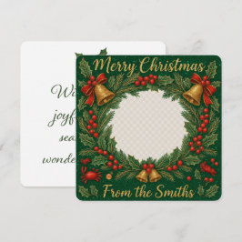 Heartfelt Glittering Wreath Family Foto Weihnachte Karte