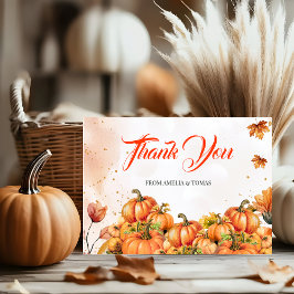 Heartfelt Gold Orange Watercolor Pumpkin Fall Baby Dankeskarte