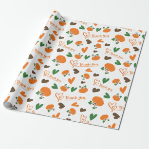 Heartfelt Harvest Danke Wrap Roll Pumpkins Geschenkpapier