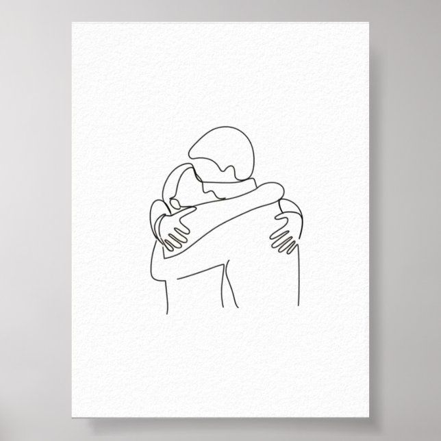 Heartfelt Hug - Minimalistisches Paar Embrace Art  Poster (Vorne)
