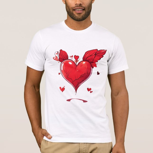 Heartfelt Liebe - Zwei Cartoon Herz vereint T-Shirt (Vorderseite)