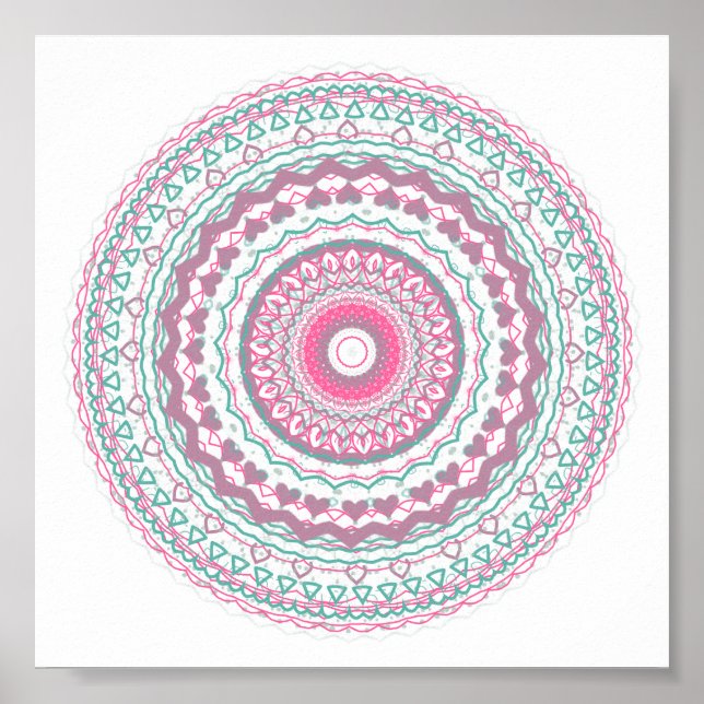 Heartfelt Mandala Kaleidoscope Pattern Poster (Vorne)