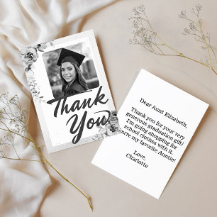 Heartfelt Note Ttie Abschluss Foto Floral Dankeskarte