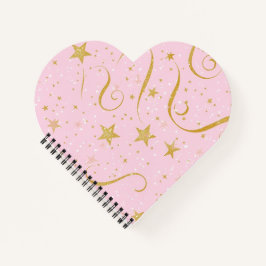 Heartfelt Stars - Pink & Gold Star Herz geformt No Notizbuch