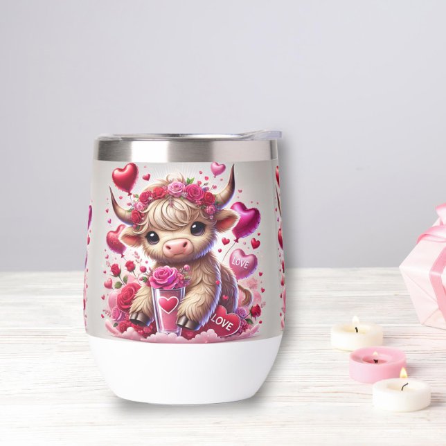 Heartfelt Sweet Highland Kuh Stemless Wine Tumbler (Von Creator hochgeladen)