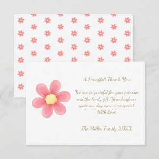 Heartfelt Thank You Card with Pink Daisy  Dankeskarte