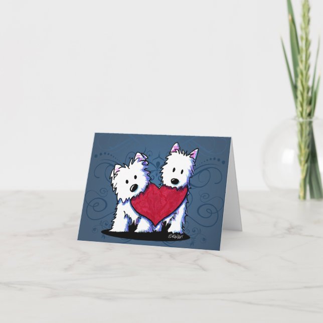 Heartfelt Westie Duo Card Feiertagskarte (Vorderseite)