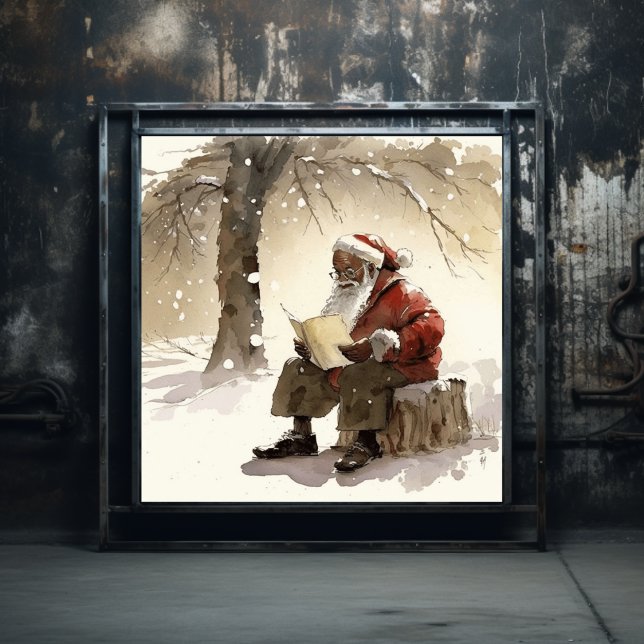 Heartfelt wünscht Black Santa Reading Letters Poster (Von Creator hochgeladen)