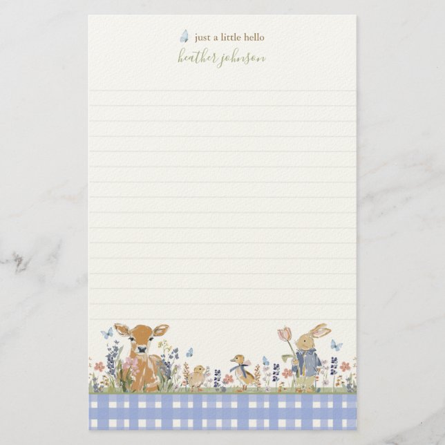 Hearthlight Notes Spring Soft Meadow Gingham Briefpapier (Vorderseite)