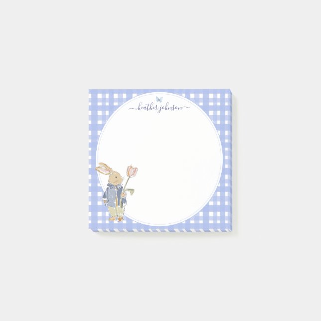 Hearthlight Notes Spring Soft Meadow Gingham Post-it Klebezettel (Vorderseite)