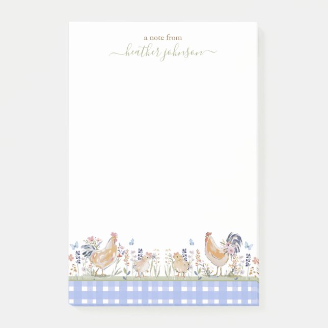 Hearthlight Notes Spring Soft Meadow Gingham Post-it Klebezettel (Vorderseite)