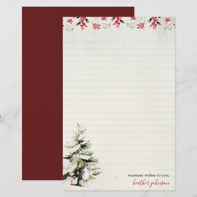 Hearthlight Notes Winter Cozy Kitten Personalisier Briefpapier (Vorne/Hinten)