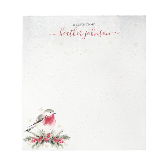 Hearthlight Notes Winter Robin Vogel Personalisier Notizblock (Vorderseite)