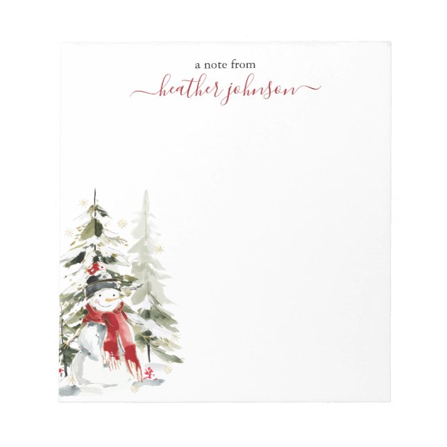 Hearthlight-Notizen Winter-Schneemann Personalisie Notizblock (Vorderseite)