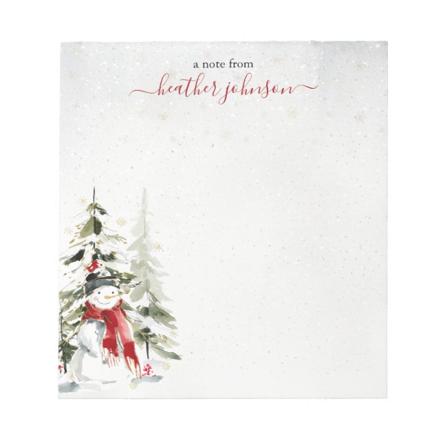 Hearthlight-Notizen Winter-Schneemann Personalisie Notizblock (Vorderseite)