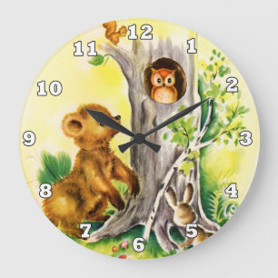 Heartland Vintage Waldtiere Kinderwandtschaft Große Wanduhr