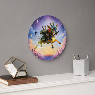 Heartlight-Reisender der mondbeschienenen Himmel.  Große Wanduhr