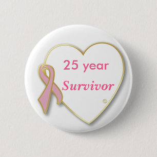 HeartPin-25 yr, Survivor Button