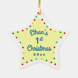 Hearts 1. First Baby's Christmas Geschenk Star Keramikornament