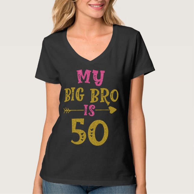 Hearts 50th Bday For Big Brother From Sister Broth T-Shirt (Vorderseite)